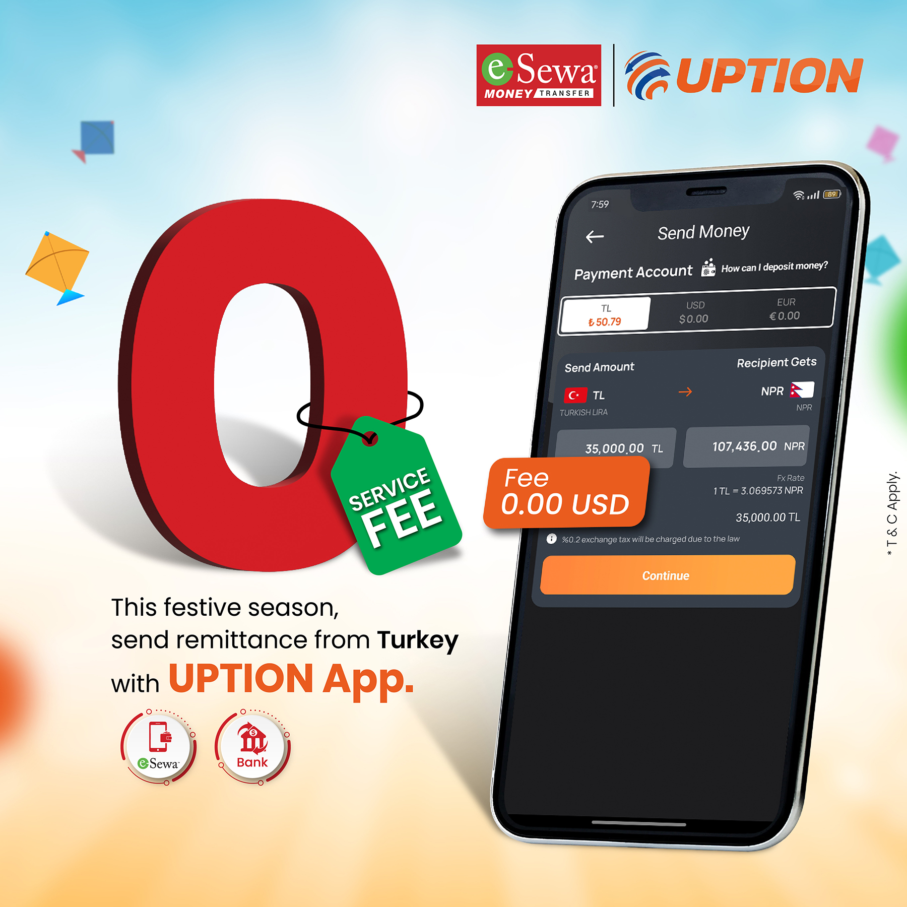 Send Remittance from Turkey to Nepal with Zero Service Charges via UPTION App - Featured Image